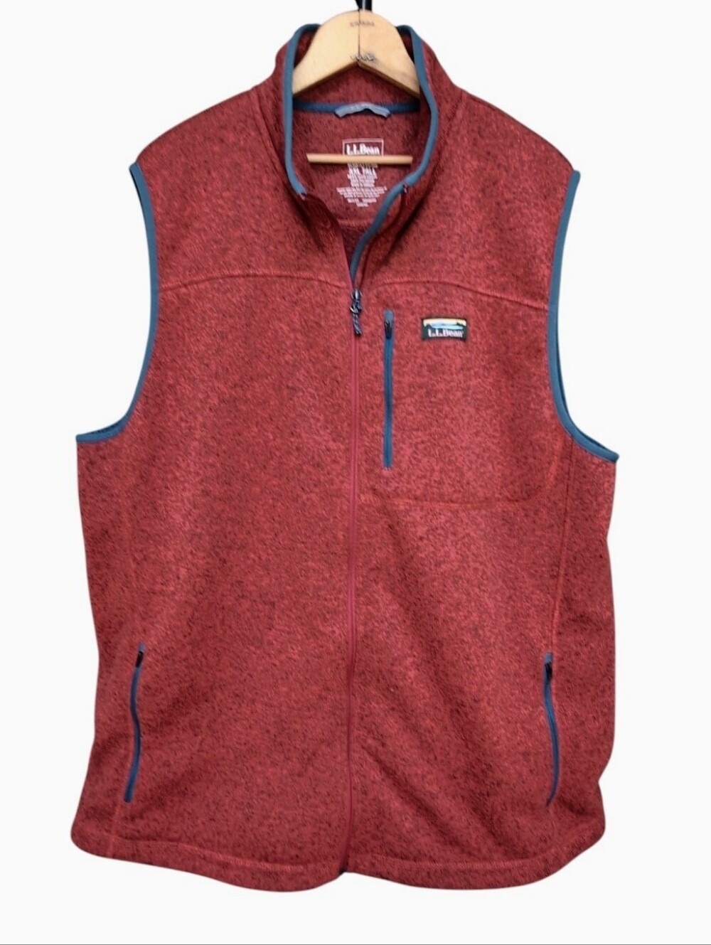 L.L. Bean Better Sweater Fleece Full Zip Vest Burnt Orange Men's Size XXL TALL